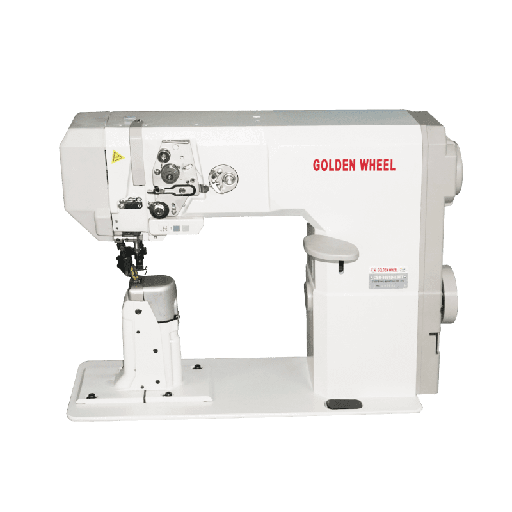 Golden Wheel CSR-8891D-LBFT Direct Drive, Single Needle, Needle Feed & Top/Bpottom Roller Feed, Postbed Machine (with Automatic undertimmer &backtacking & roller presser lifting)